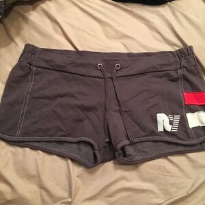 Retro Grey Short Shorts with White and Red Stripe